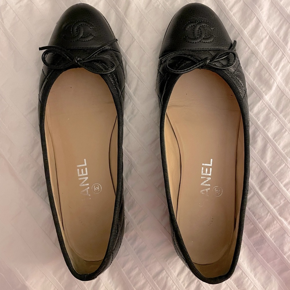 Chanel Ballet Flats, Black, Size 36.5